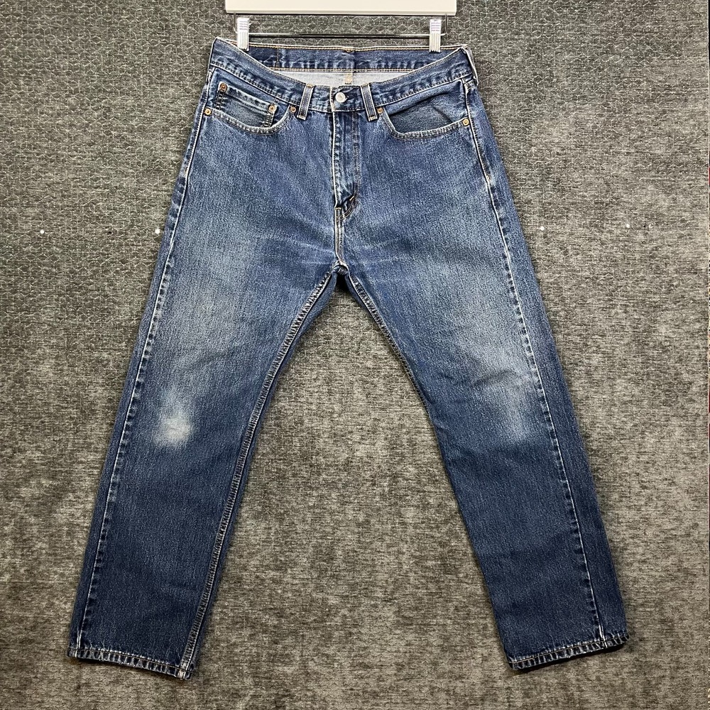 Levi's 505 Straight Jeans Men's Blue Denim Pockets Classic Zip Fly - 34X30